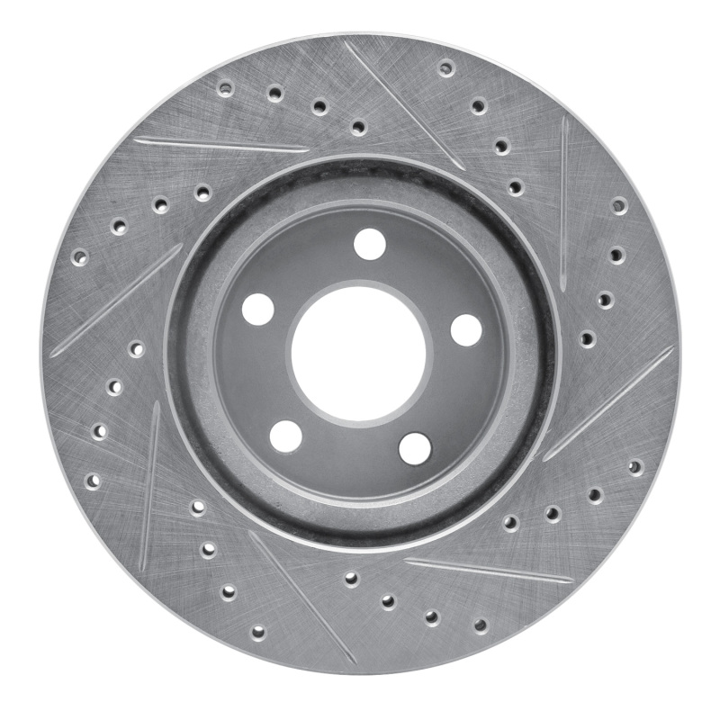 Chrysler PT Cruiser Brake Rotor (1) - Front Left - R1 Concepts - Drilled & Slotted - Silver - `03-`09
